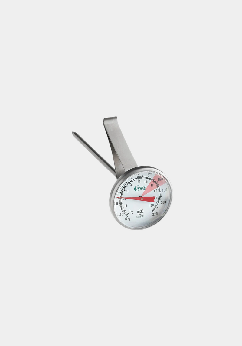 Frothing Thermometer on a light gray background