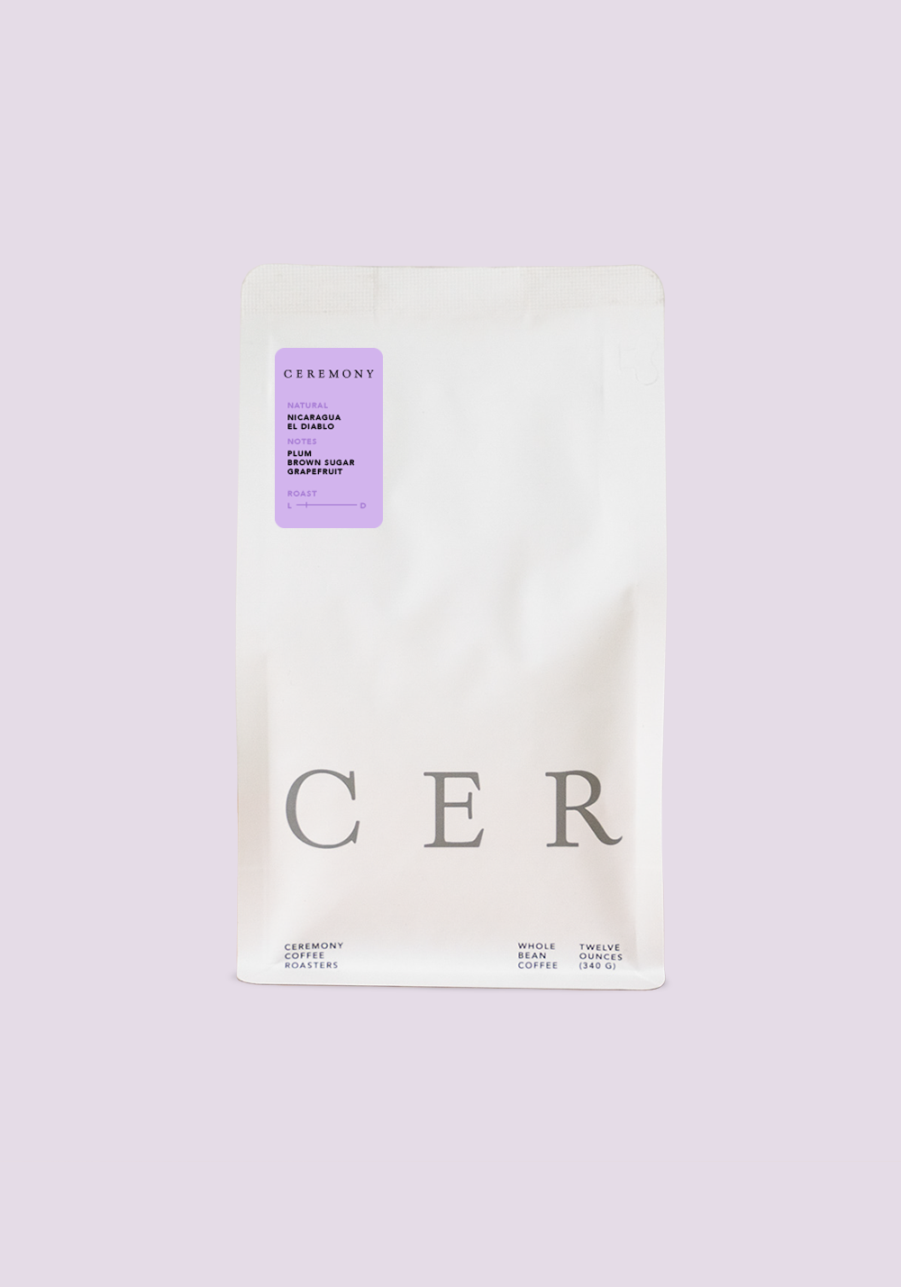 bag of ceremony coffee nicaragua el diablo on purple background
