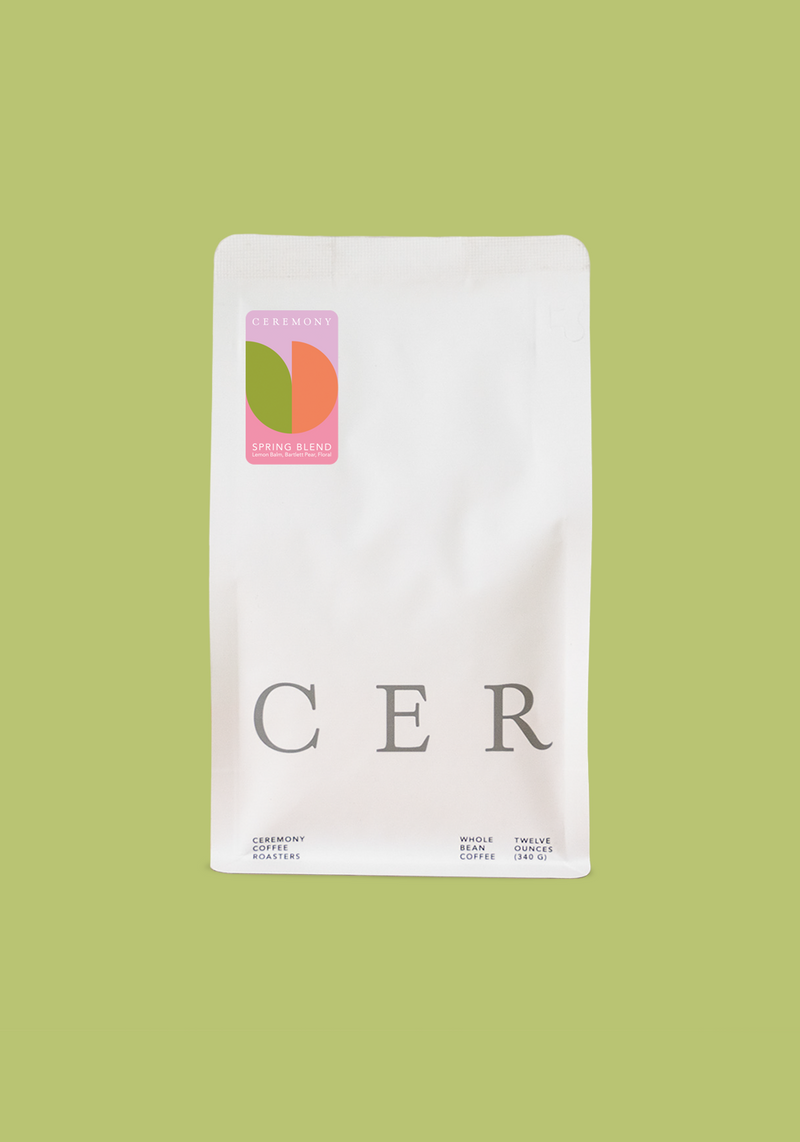 Ceremony Coffee Roasters Spring Annual 2026 package on a green background
