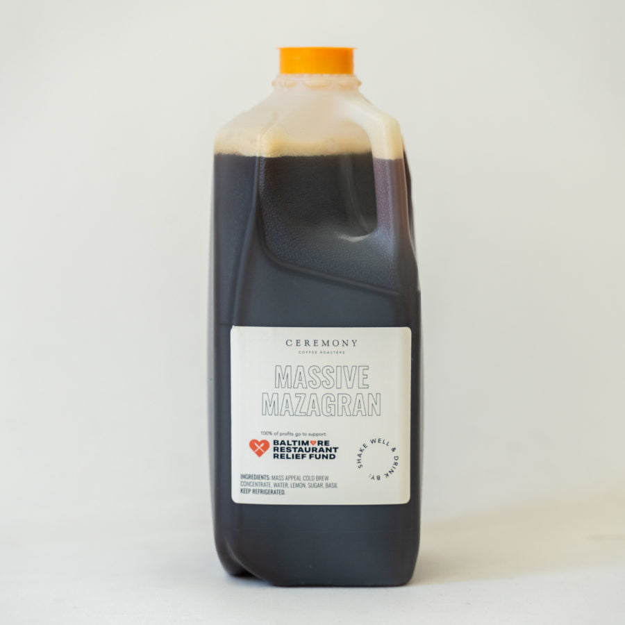 Jug of special cold brew sold for charity program.